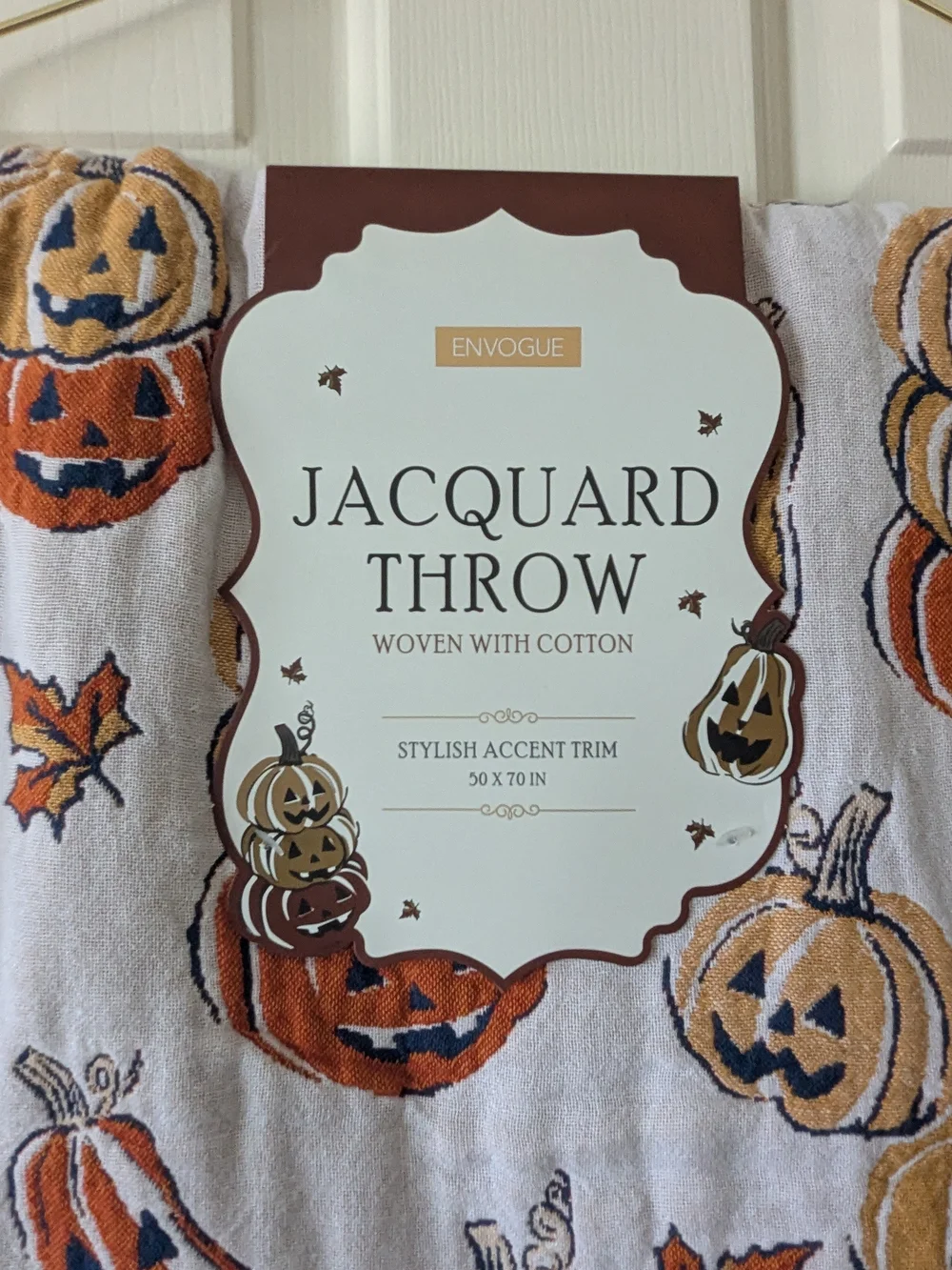 Envogue Lacquard Cotton Gauze Jack o lantern Pumpkin Throw HalloweenFall 50 X 70